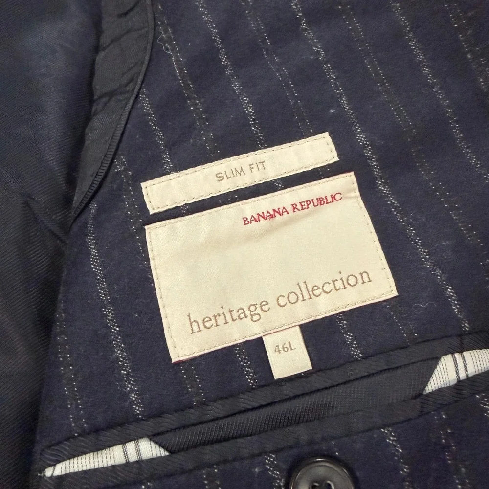 Banana Republic Heritage Collection Mens 46L Pinstripe Suit Navy Wool 38x34 Pant